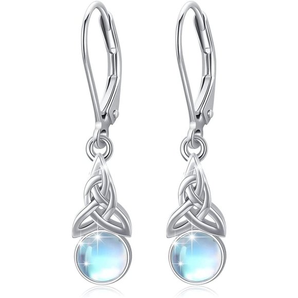 Sterling Silver Trinity Moonstone Earing - Picture 2 of 2